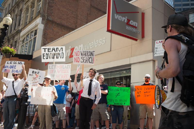 Protests outside Verizon Wireless Store, Boston