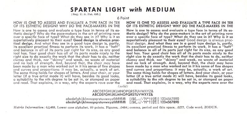 Linotype type specimen